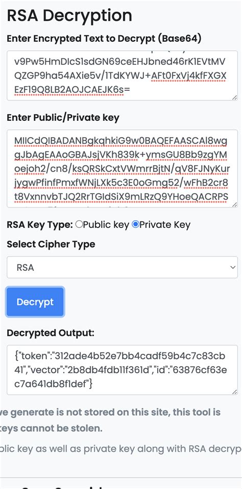 A 1024-bit RSA key invocation can encrypt a message up to 117 bytes, and results in a 128-byte value. . Decrypt rsa with n and e online